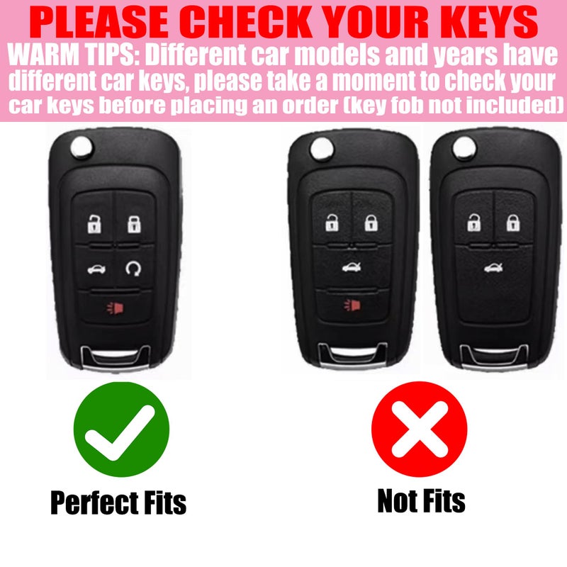 YIKECASE Key Fob Cover with Diamond Keychain for Women, Car Key Holder Compatible with Chevy Cruze Camaro Malibu Equinox Impala GMC Buick Encore Regal Flip Folding Protector, 5 Buttons (Silver-Heart) - Image 2