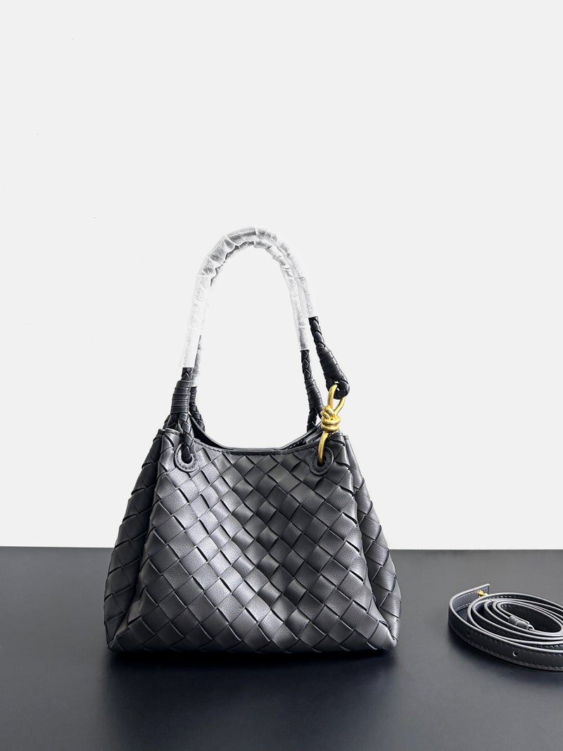 Leather Woven Parachute Bag Shu Qi Same Style Portable Vegetable Basket Large Capacity Cowhide Bucket Bag - Image 1