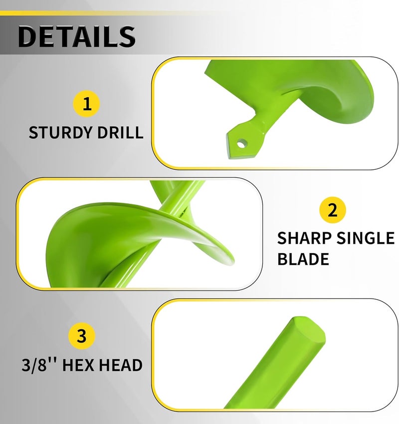 SORANGEUN 2"x32" Auger Drill Bit for Planting, Garden Auger for Planting Bulbs with Drill for 3/8" Hex Drive - Image 3
