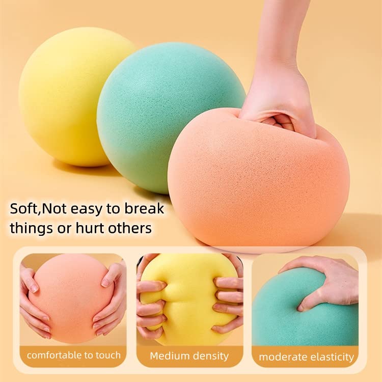 Ganjiang 7Inches Uncoated Silent Foam Ball, Sponge Kickball,Dogeball for Indoor Activity & Play(Yellow Color) - Image 4