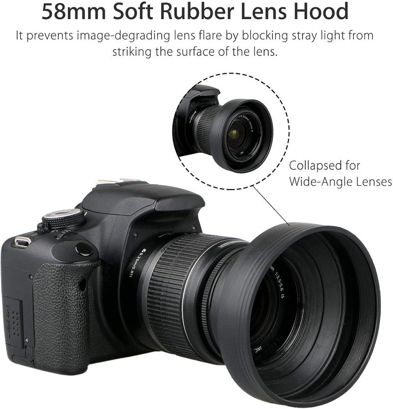 EEEKit 58mm Tulip Flower Lens Hood with UV Filter Lens for Canon EOS 77D 80D Rebel T8i T7 T7i T6i XTi SL2 DSLR Camera - Image 5