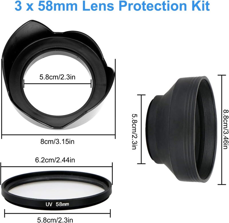 EEEKit 58mm Tulip Flower Lens Hood with UV Filter Lens for Canon EOS 77D 80D Rebel T8i T7 T7i T6i XTi SL2 DSLR Camera - Image 2