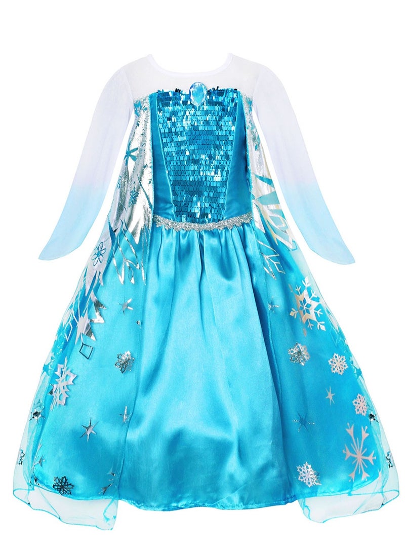 MIXDE Ice Princess Frozen Costume Dress For Girls With Flared Style Full Sleeves 100CM  - Image 1