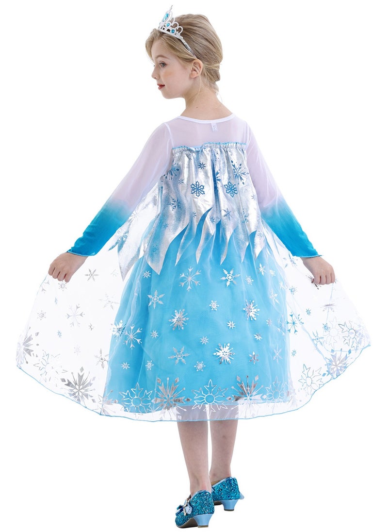 MIXDE Ice Princess Frozen Costume Dress For Girls With Flared Style Full Sleeves 100CM  - Image 3