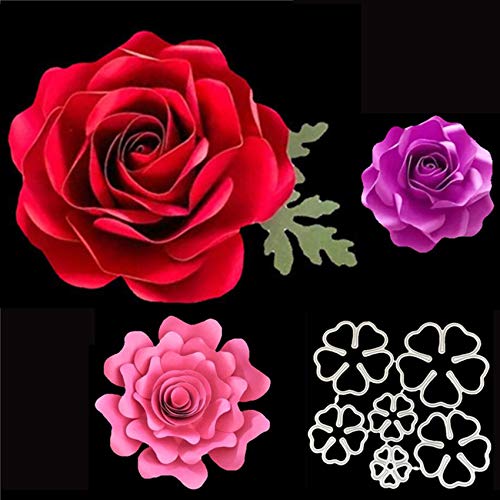 DDeehs 6pcs/Set 3D Rose Flower Metal Die Cuts,Wedding Flower Leaf Leaves Cutting Dies Cut Stencils for DIY Scrapbooking Album Decorative Embossing Paper Dies for Card Making - Image 2
