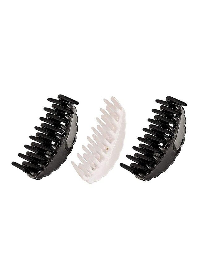 BIRDWARE Big Size Black White Acrylic No Slip Tight Grip Hair Clip Xl Jumbo Big Hair Clutcher For Women And Girls Pack Of 3 - Image 1