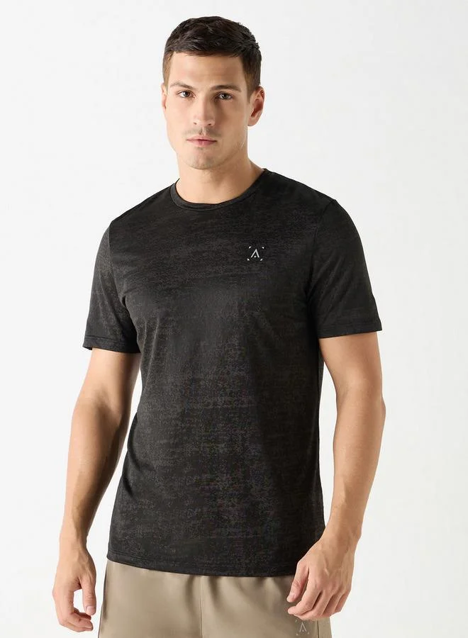 ADOT by Splash Textured Crew Neck T-shirt with Short Sleeves