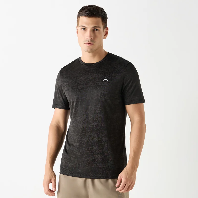 ADOT by Splash Textured Crew Neck T-shirt with Short Sleeves