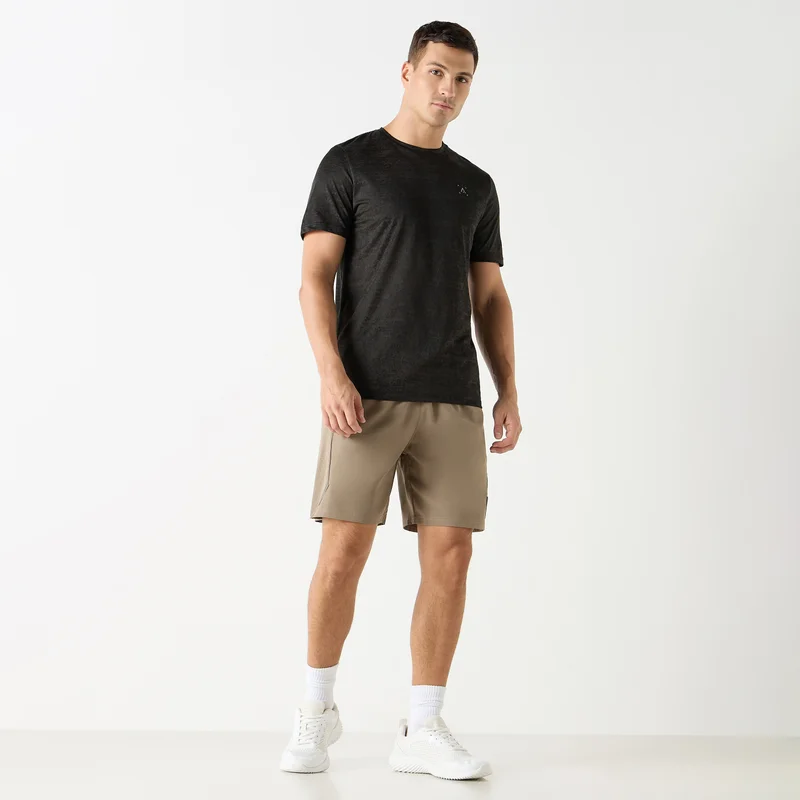 ADOT by Splash Textured Crew Neck T-shirt with Short Sleeves