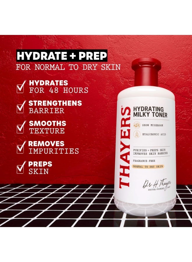 THAYERS Milky Face Toner Skin Care with Snow Mushroom Tremella and Hyaluronic Acid, Natural Gentle Facial Toner, for Dry and Sensitive Skin, 355mL - Image 2