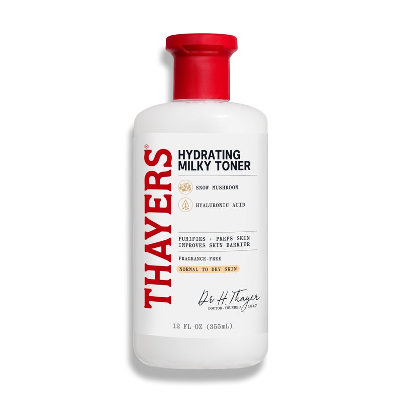 THAYERS تونر الوجه الحليبي من THAYERS للعناية بالبشرة مع فطر الثلج وحمض الهيالورونيك، تونر وجه طبيعي لطيف، للبشرة الجافة والحساسة، 355 مل قد يختلف التعبئة - Image 1
