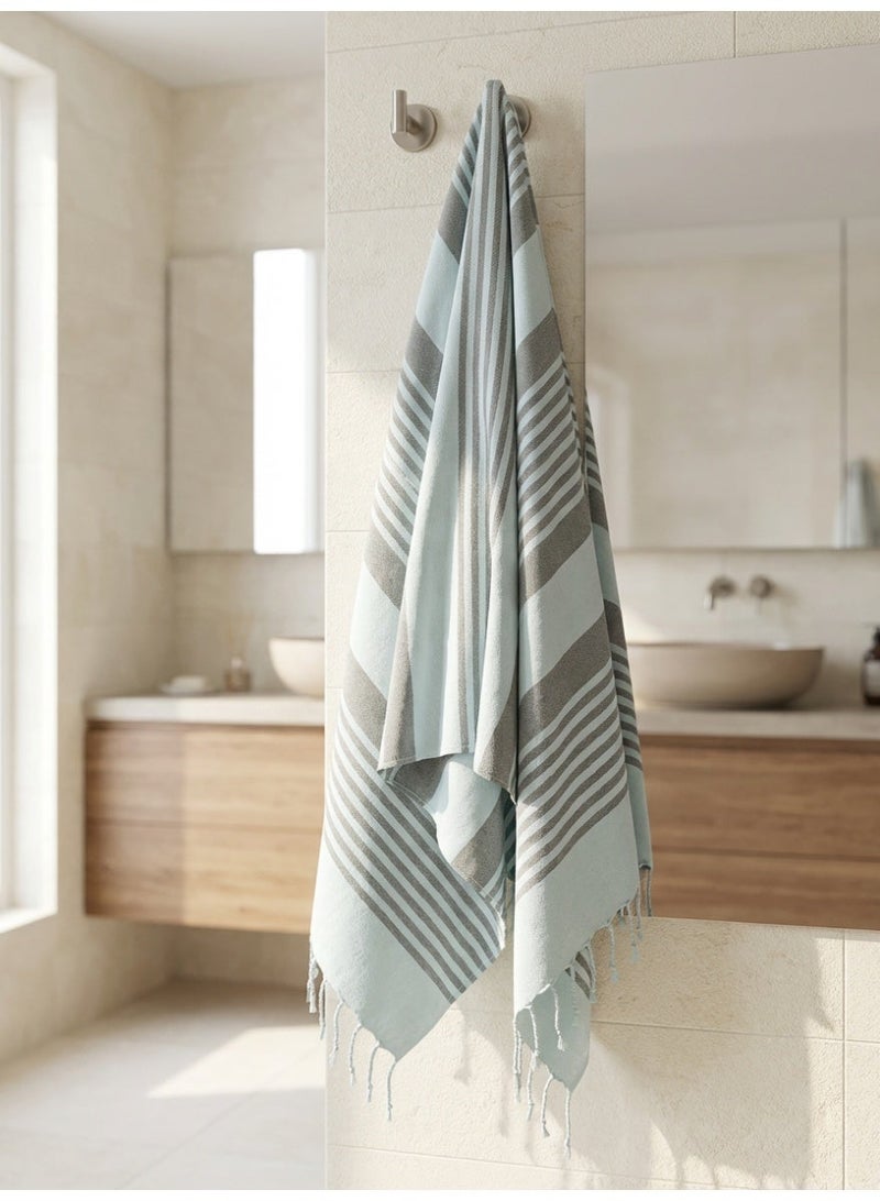 Ambrosia منشفة فوطا تركية بيج 90x180 سم من بولي قطن متعددة الاستخدامات، بطانية شاطئ ونزهة سريعة الجفاف، منشفة استحمام مسطحة مع حواف متدلية - Image 3