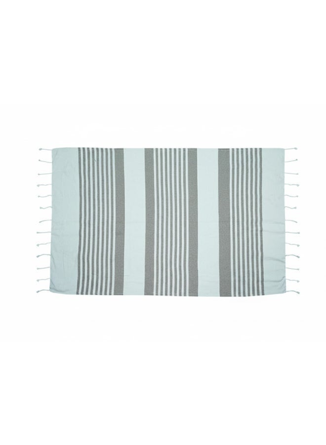 Ambrosia منشفة فوطا تركية بيج 90x180 سم من بولي قطن متعددة الاستخدامات، بطانية شاطئ ونزهة سريعة الجفاف، منشفة استحمام مسطحة مع حواف متدلية - Image 2