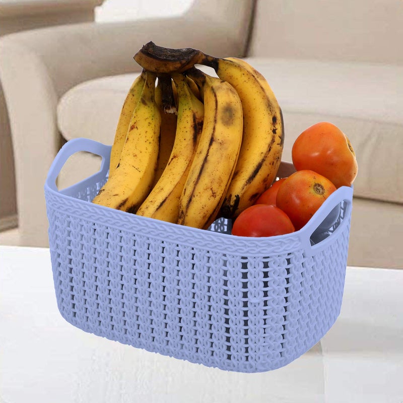 Kuber Industries Kuber Industries Unbreakable Plastic 2 Pieces Multipurpose Large and Medium Size Flexible Storage Baskets/Fruit Vegetable Bathroom Stationary Home Basket with Handles (Cream & Grey) -CTLTC39360  - Image 3