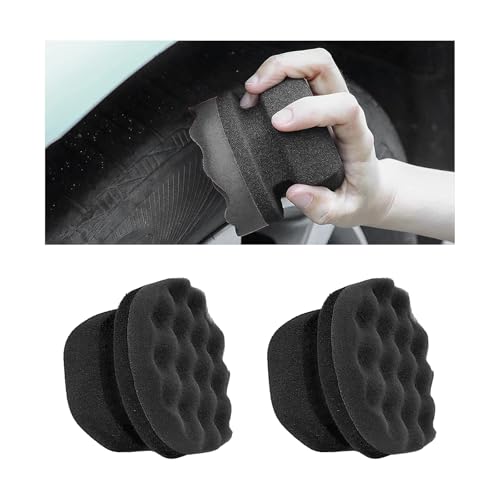 KVAEY 2 PCS Tire Dressing Applicator Pads Reusable Hex Grip Tire Shine Applicator Polishing Sponge Pads Wheel Tire Shine Detailing Foam for Most Vehicles Car Accessories Black 315 - Image 1
