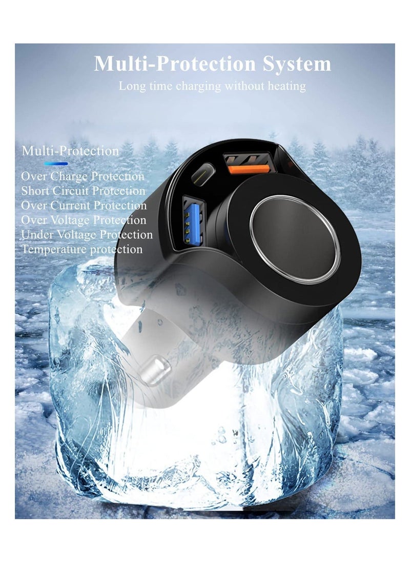 Multifunction Car Charger, 4 in1 Quick Charge 3.0 Cigarette Lighter Adapter, Car USB Charger Adapter Multi Port, 12V-24V Car Adapter Compatible with iPhone 14/13/12/11/XS/XR/8/7 iPad Samsung Dash Cam