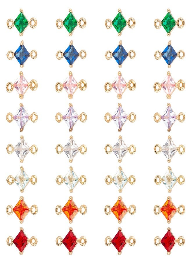 CHGCRAFT 32pcs 8 Colors Transparent Glass Links Connectors Rhombus Connectors Faceted Charms Bracelet Accessories Links with Brass Findings for Jewellery Crafting 0.43x0.28x0.16inch - Image 1