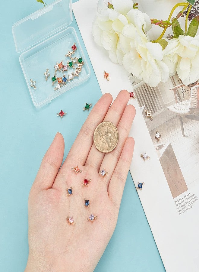 CHGCRAFT 32pcs 8 Colors Transparent Glass Links Connectors Rhombus Connectors Faceted Charms Bracelet Accessories Links with Brass Findings for Jewellery Crafting 0.43x0.28x0.16inch - Image 3