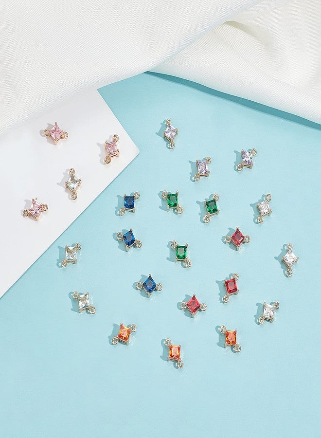 CHGCRAFT 32pcs 8 Colors Transparent Glass Links Connectors Rhombus Connectors Faceted Charms Bracelet Accessories Links with Brass Findings for Jewellery Crafting 0.43x0.28x0.16inch - Image 4