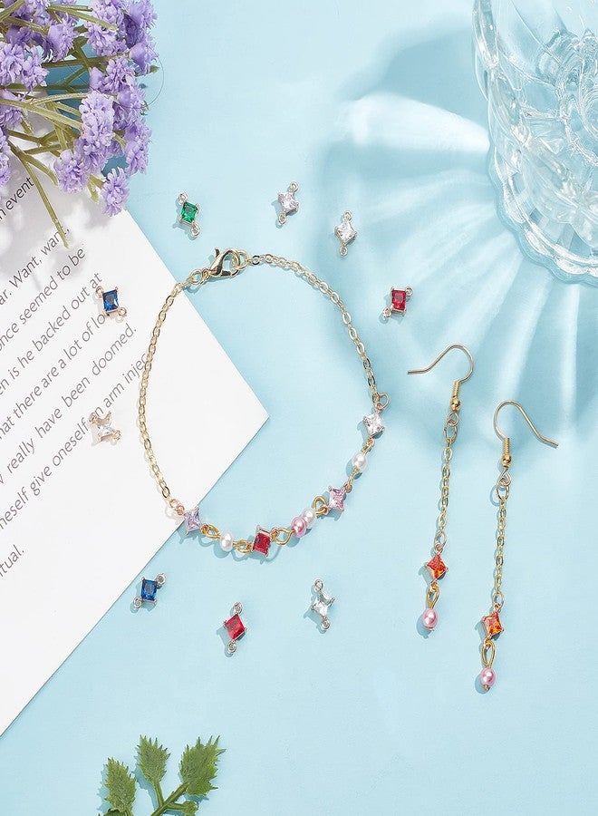 CHGCRAFT 32pcs 8 Colors Transparent Glass Links Connectors Rhombus Connectors Faceted Charms Bracelet Accessories Links with Brass Findings for Jewellery Crafting 0.43x0.28x0.16inch - Image 5