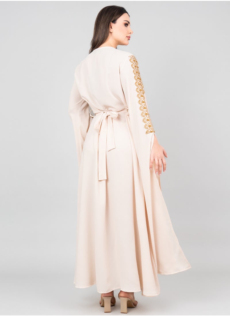 IKKXA Royal Luxe Belted Kaftan IK2022 Beige  - Image 4
