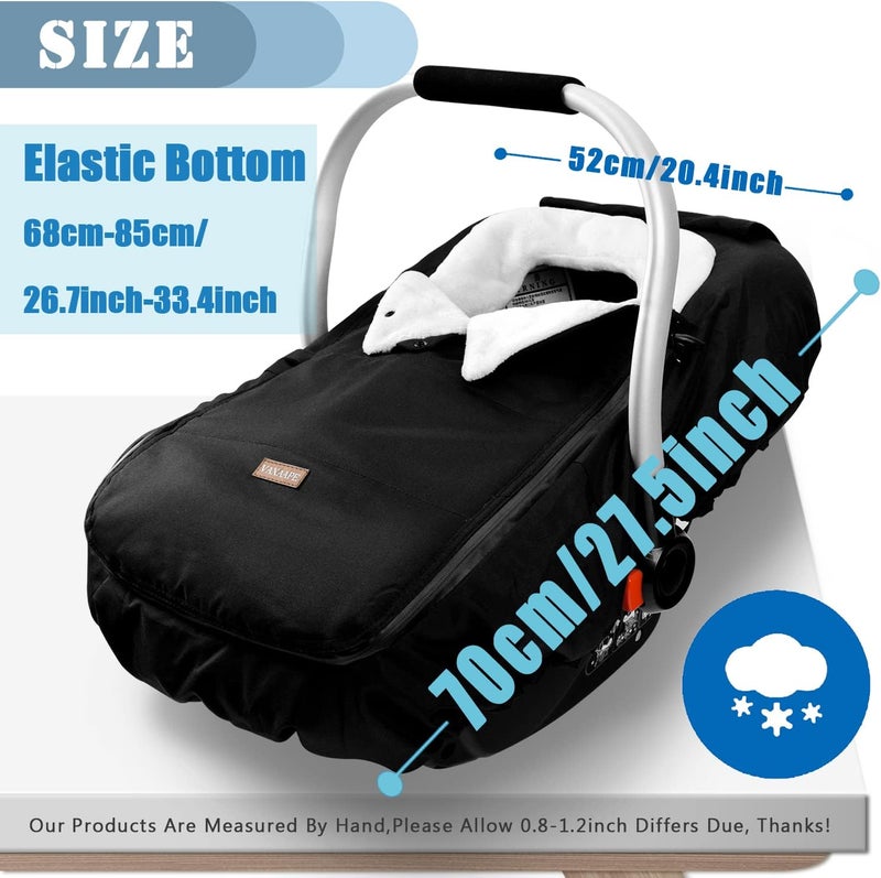 Vaxaape Baby Car Seat CoverCar Seat Covers for BabiesWinter ProtectorUniversal Winter Car Seat Cover for Infant Boys GirlsWarm and CozyCar Seat Covers for Infant Car SeatBlack - Image 3