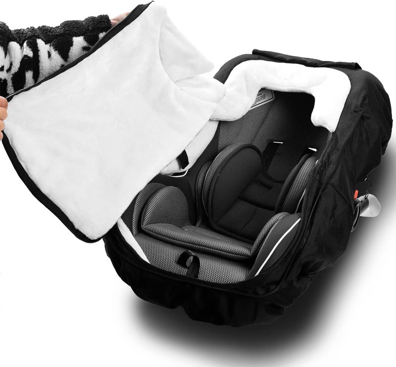 Vaxaape Baby Car Seat CoverCar Seat Covers for BabiesWinter ProtectorUniversal Winter Car Seat Cover for Infant Boys GirlsWarm and CozyCar Seat Covers for Infant Car SeatBlack - Image 5