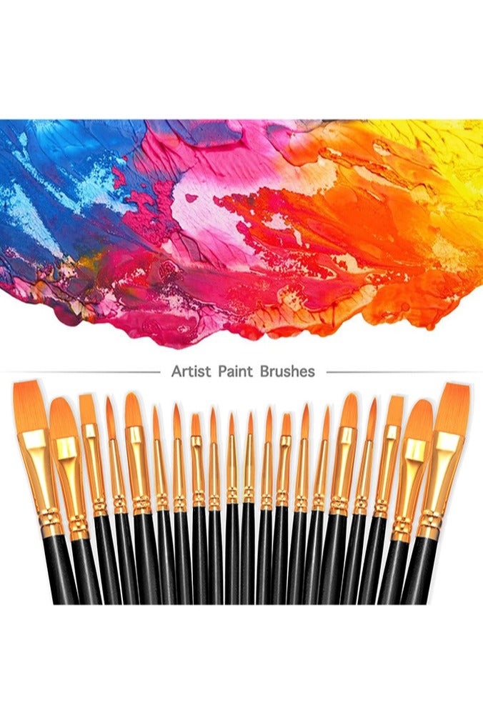 بوفان 2 حزمة 20 قطعة دائرية بطرف مستدير فرشاة طلاء فنان نايلون طلاء أكريليك فرش زيت أكريليك ماء، وجه مسمار الفن، التفاصيل المصغرة والتلوين الصخري، الأسود - Image 4