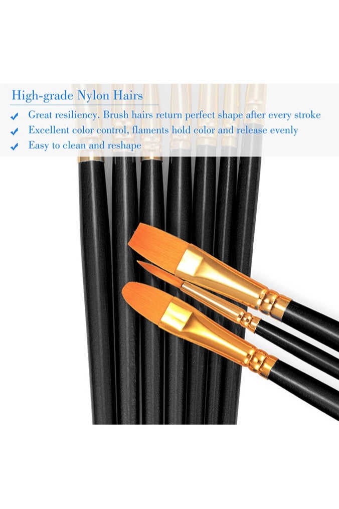 بوفان 2 حزمة 20 قطعة دائرية بطرف مستدير فرشاة طلاء فنان نايلون طلاء أكريليك فرش زيت أكريليك ماء، وجه مسمار الفن، التفاصيل المصغرة والتلوين الصخري، الأسود - Image 5