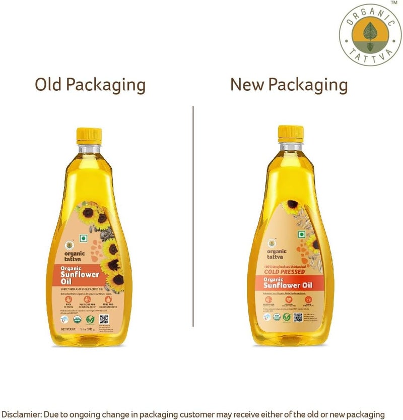 Organic Tattva زيت عباد الشمس العضوي من أوريغانيك تاتفا 1 لتر - معصور على البارد، زيت طهي غير مكرر - Image 4