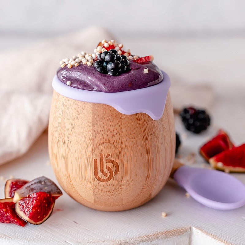 bamboo bamboo Baby and Toddler Sippy Cup - 5 Oz Eco-Friendly Dinky Cup with Cute Silicone Drip Rim for Teeth and Gum Protection - Ideal Toddler Transition Cup (Lilac) - Image 2