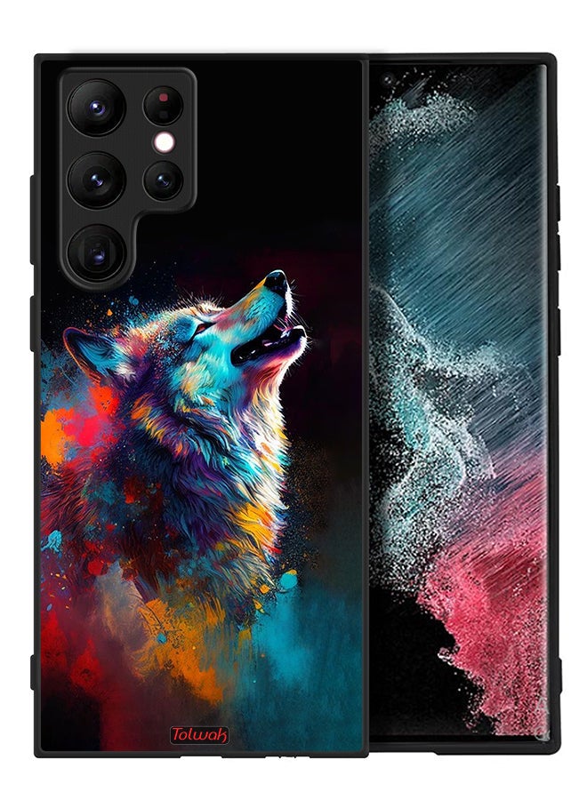 Tolwak Samsung Galaxy S22 Ultra 5G Protective Case Cover Wolf Colorful Art - Image 2