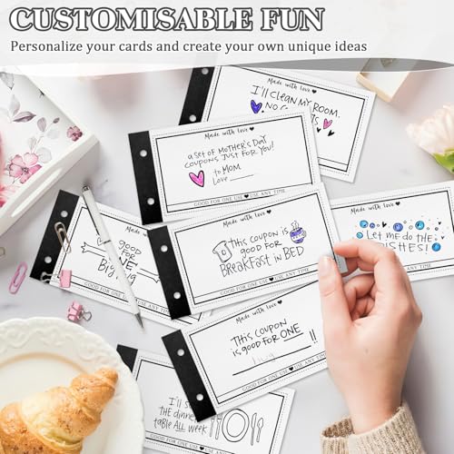 JULEASEL Personalized Coupon Book, 30 Blank Voucher Cards Booklet for All Occasions, Mothers Day Gifts for Mom, Unique Birthday Gifts for Boyfriend Wife Husband Girlfriend Best Friend - Image 4