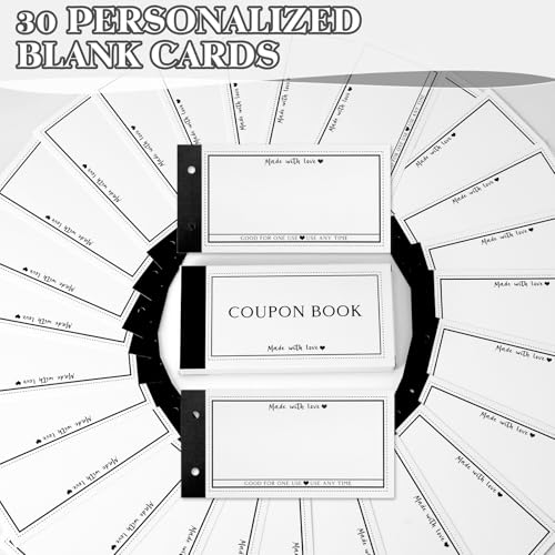 JULEASEL Personalized Coupon Book, 30 Blank Voucher Cards Booklet for All Occasions, Mothers Day Gifts for Mom, Unique Birthday Gifts for Boyfriend Wife Husband Girlfriend Best Friend - Image 3