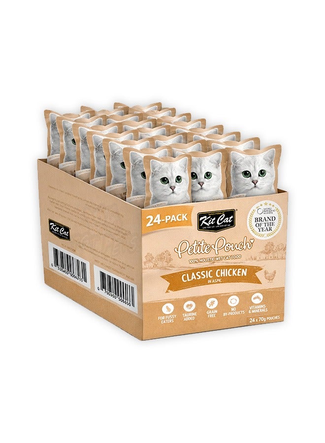 كيت كات طعام القطط الرطب الكلاسيكي بنكهة الدجاج من بيتيت باوتش - 70 غرام (عبوة من 24 كيسًا) - Image 1