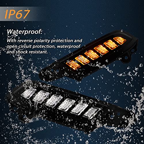 GEEGEETOP FulL LED DRL Lens Front Headlight Side Marker Bumper Light Assembly Compatible with 2016-2023 Tacoma,Switchback White&Amber Functions as Tail Light Turn Signal Light - Image 4
