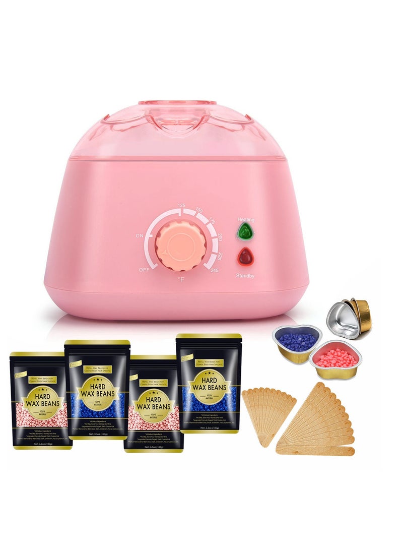 Joyeworld Warmer waxer Brazilian waxer kit with 4 packs of hard wax beads and tools, professional waxer for face, legs, underarms and bikini hair removal  - Image 1
