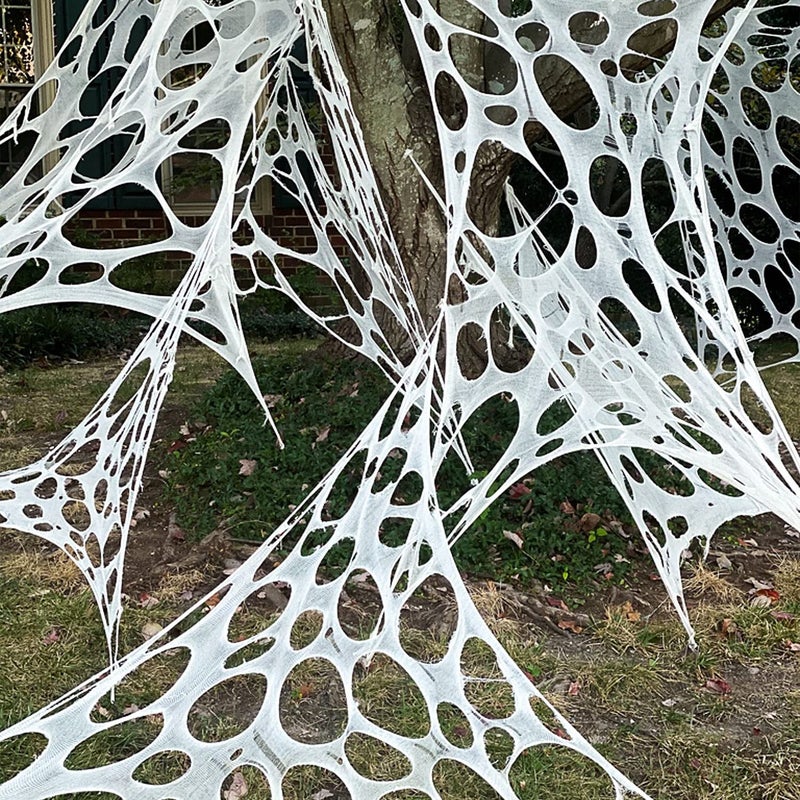 DAZONGE 2 Packs Spider Webs Halloween Decorations Outdoor 900sqft Stretchy Spider Webbing for Halloween Decor Spooky Spider Web Decorations for Hunted House Halloween Party - Image 2
