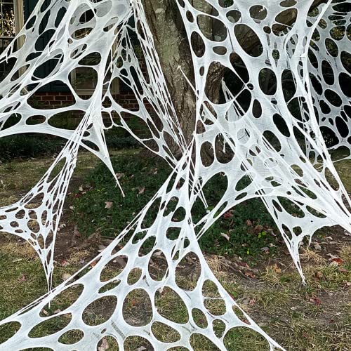 DAZONGE 2 Packs Spider Webs Halloween Decorations Outdoor 900sqft Stretchy Spider Webbing for Halloween Decor Spooky Spider Web Decorations for Hunted House Halloween Party - Image 1