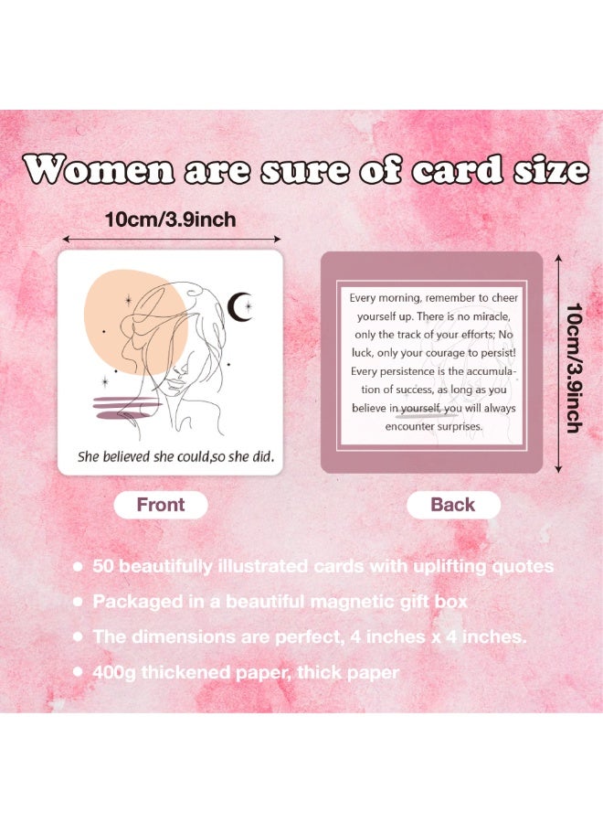 بطاقات التأكيدات الإيجابية للمرأة - 50 بطاقة الوعي مع التأكيدات والاقتباسات الملهمة - بطاقات التحفيز، بطاقات التأمل، بطاقات الملهمة، بطاقات التأكيد اليومية - Image 2