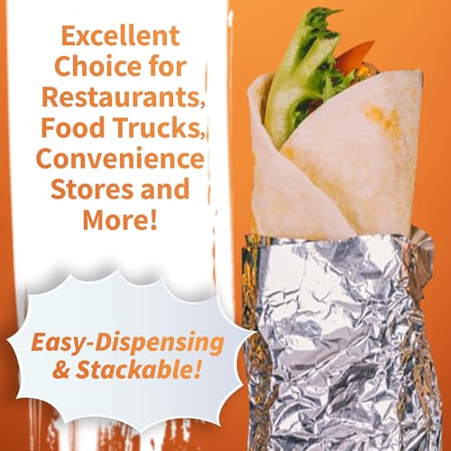 XpressPak Insulation Sandwich Wrapping Paper Aluminum Foil Sheets - [50 Pack] - (14" x 10.3") - Aluminum Foil Sandwich Wrap Sheets For Sandwich Wraps, Burritos and BBQ - Image 4