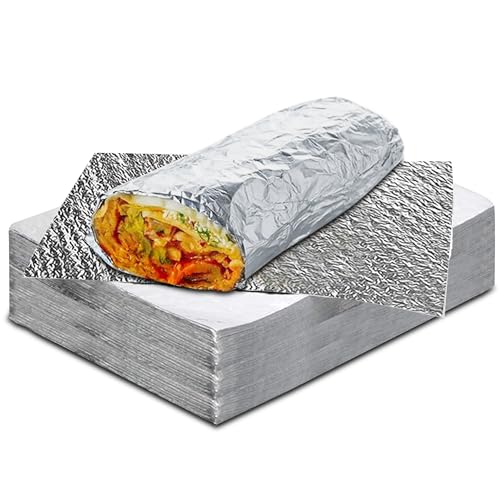 XpressPak Insulation Sandwich Wrapping Paper Aluminum Foil Sheets - [50 Pack] - (14" x 10.3") - Aluminum Foil Sandwich Wrap Sheets For Sandwich Wraps, Burritos and BBQ - Image 1