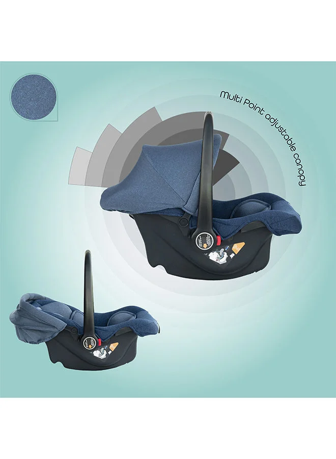 Moon Bibo Baby Carrier Car Seat – Full Body Support Cushion And Multi-Point Adjustable Canopy, Group 0+ (0–15 Months, Up to 13kg), Portable Design – Blue