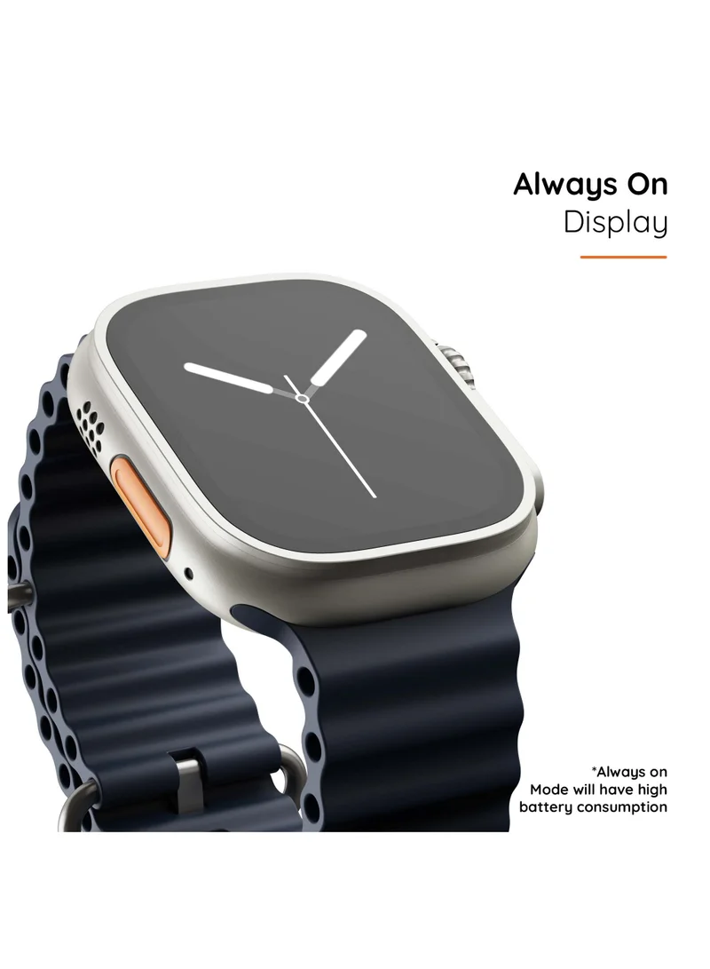 Pebble Cosmos Engage 1.95" IPS Always on Display Smartwatch, Wireless charging, IP67 Water & Dust Resistance, Compatible with Android & iOS, 20+ Sports Modes, 100+Cloud Based Watch Faces, Midnight Black