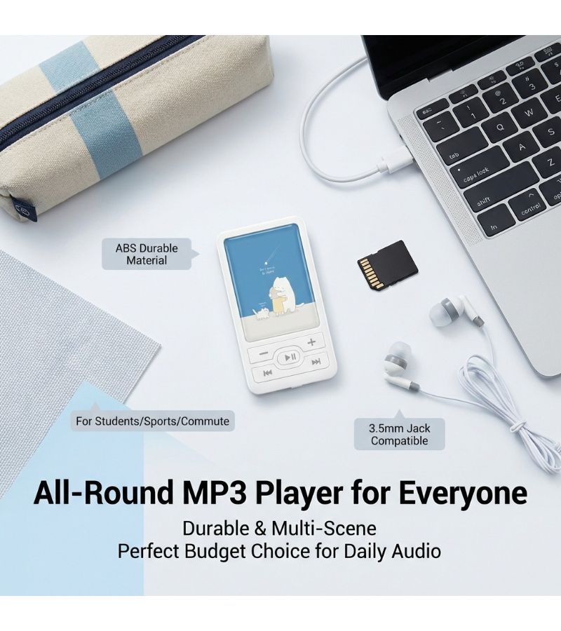 مشغل MP3 صغير على شكل دب كرتوني مدمج فيه سماعات خارجية ومقبس سماعات رأس للرياضة والدراسة - Image 3
