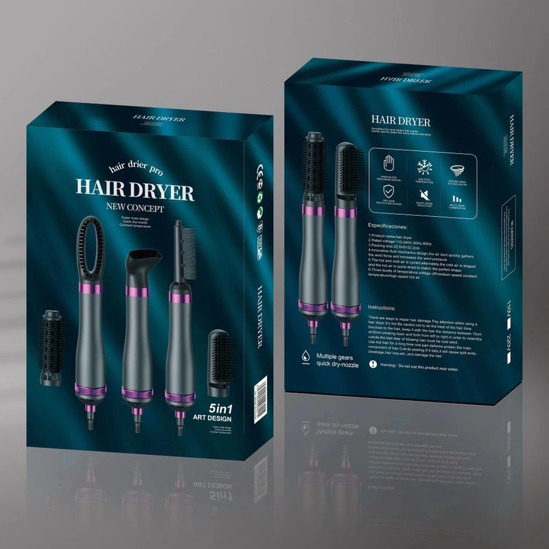 Dry And Wet Dual-Purpose Hair Dryer Air Comb Three-In-One Automatic Curly Hair Straight Perm 220V 110V Blowing Comb - Image 1
