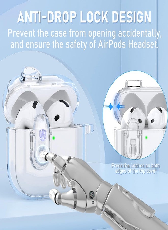 AIRSPO غطاء AIRSPO لسماعات Airpods 4 مع مجموعة تنظيف، غطاء واقي ناعم TPU شفاف مع قفل آمن متوافق مع علبة الشحن اللاسلكي لسماعات Apple AirPods الجيل الرابع مع حلقة مفاتيح، شفاف - Image 2