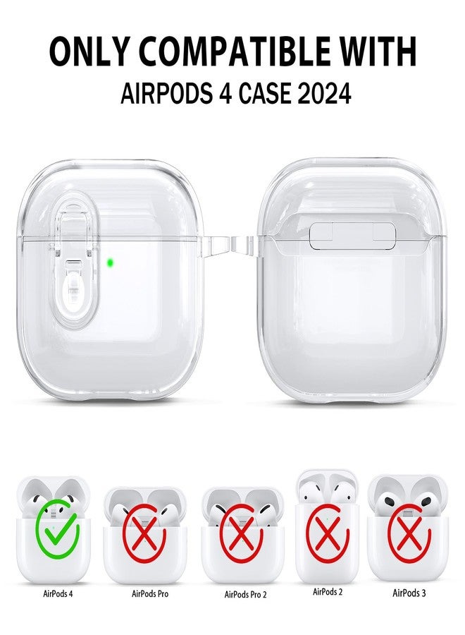 AIRSPO غطاء AIRSPO لسماعات Airpods 4 مع مجموعة تنظيف، غطاء واقي ناعم TPU شفاف مع قفل آمن متوافق مع علبة الشحن اللاسلكي لسماعات Apple AirPods الجيل الرابع مع حلقة مفاتيح، شفاف - Image 4