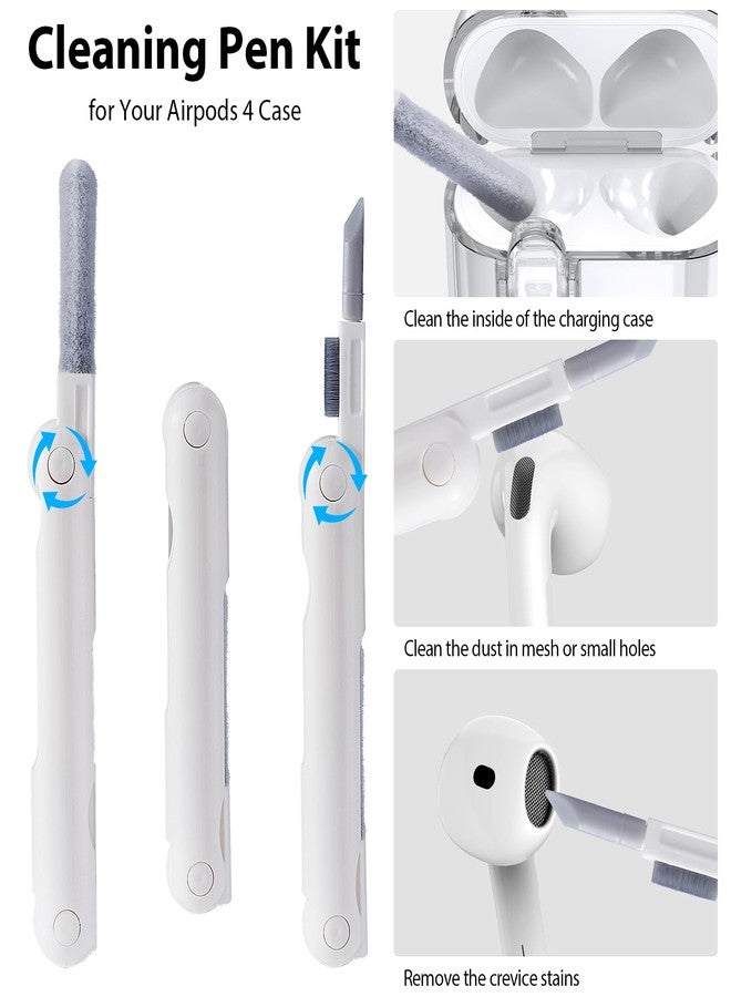 AIRSPO غطاء AIRSPO لسماعات Airpods 4 مع مجموعة تنظيف، غطاء واقي ناعم TPU شفاف مع قفل آمن متوافق مع علبة الشحن اللاسلكي لسماعات Apple AirPods الجيل الرابع مع حلقة مفاتيح، شفاف - Image 5