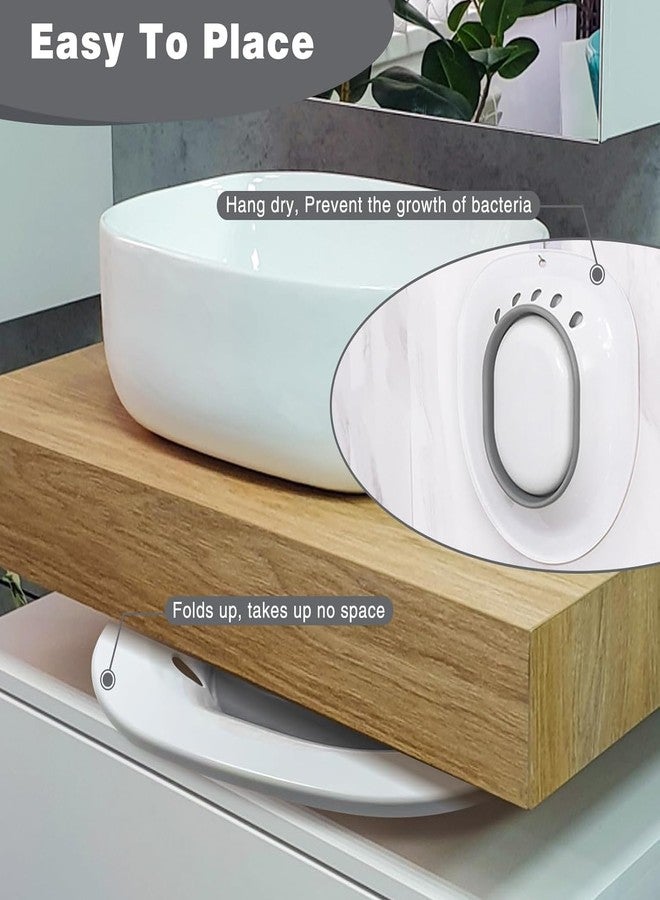 PRANIJ Sitz Bath Basin for Toilet with Flusher - Foldable Sitz Tub for Postpartum Care, Hemorrhoids, Piles, Anal Fissures, Post-Surgery Recovery & Elderly Hygiene - Portable, Ergonomic & Easy to Clean (Seafoam Green) - Image 3
